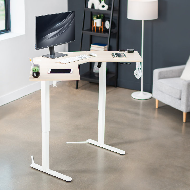 Vivo Black Electric 47 x 47 Corner Standing Desk L Shaped Workstation